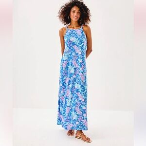 NWT New LILLY PULITZER Kyleigh Print Maxi Dress Sun Washed Blue Citrus Crush M